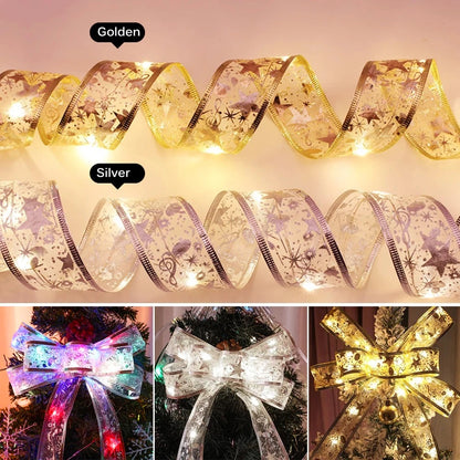 "Christmas Ribbon Fairy Lights – DIY Bows & Ornaments for 2025 Holiday Decor!